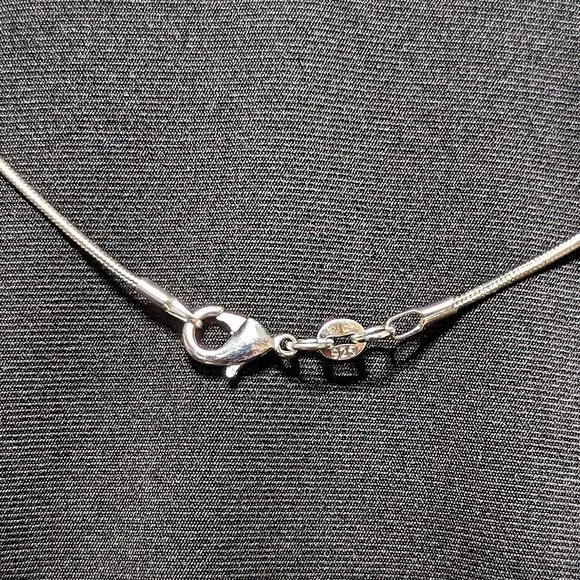 Large SNOWFLAKE Etch Black & Silver Dichroic Glass Pendant w/ Sterling Chain - Picture 3 of 3